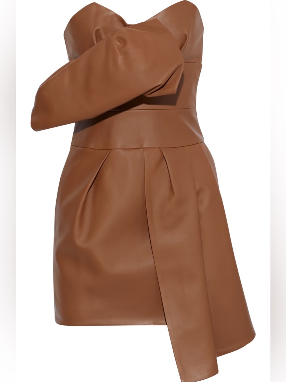 ALEXANDRE VAUTHIER Strapless gathered leather Mini dress Brown
FR 42 MSRP $4,463
